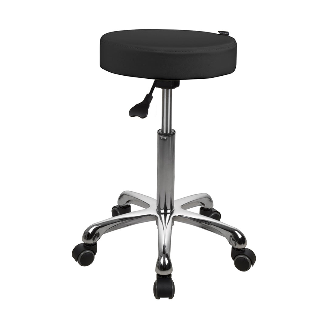 Barneys Eden Salon Stool Black Upholstery Polished Metal Base