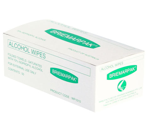Briemar Alcohol Wipes 50 per Box