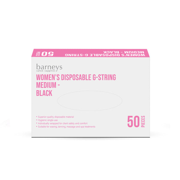Barneys Women's Disposable G String Black - Medium - Pack of 50