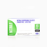 Barneys Nitrile Disposable Gloves Powder Free - Black - EXTRA SMALL