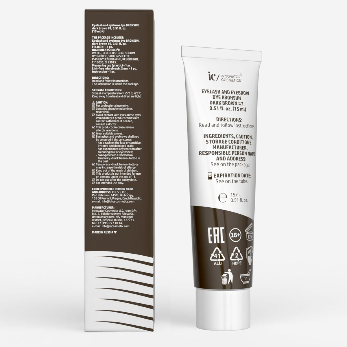 Bronsun NEW FORMULA Hybrid Lash & Brow Gel Dye - #7 Dark Brown - 15ml