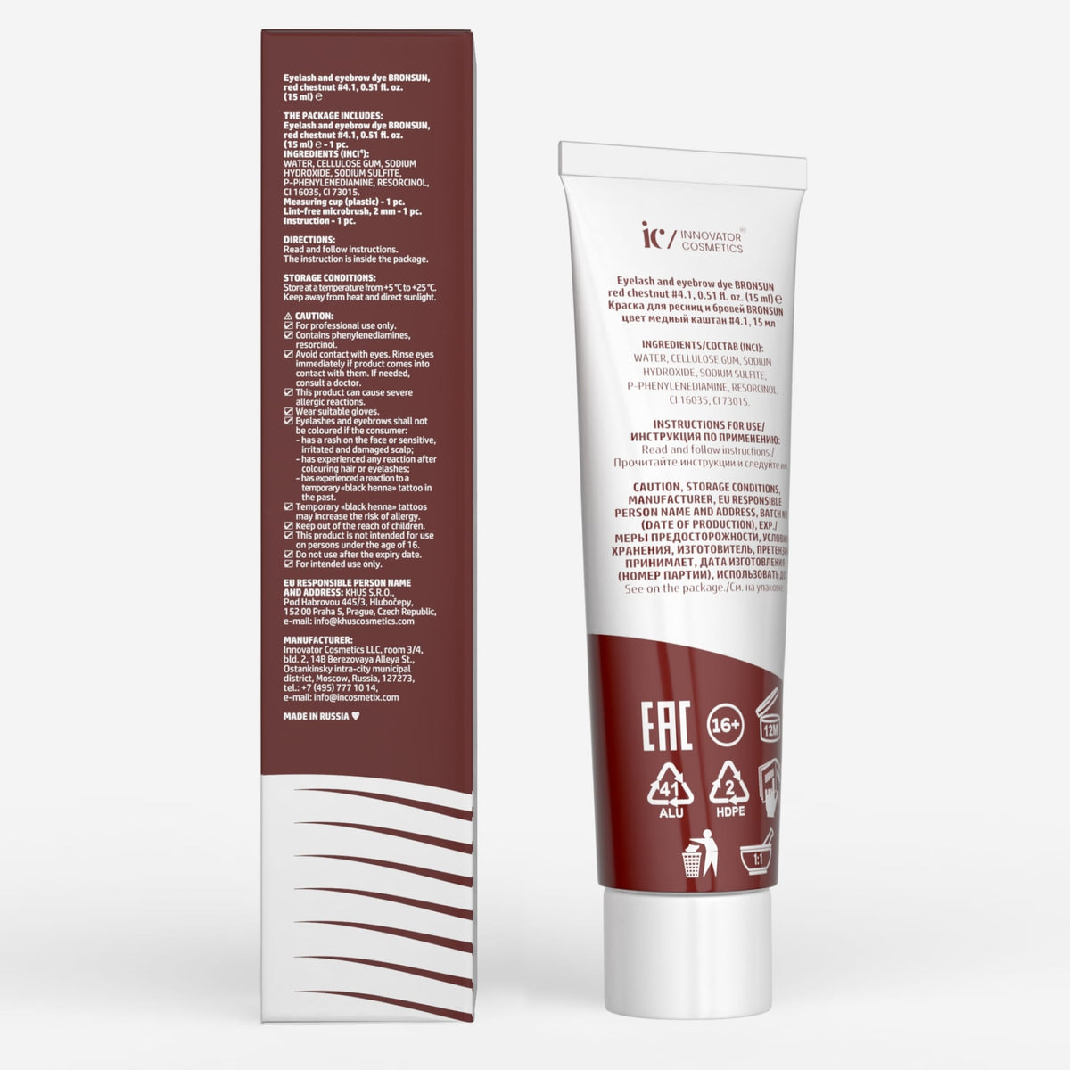 Bronsun NEW FORMULA Hybrid Lash & Brow Gel Dye - #4.1 Red Chestnut - 15ml