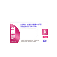 Barneys Nitrile Disposable Gloves Powder Free - Pink - Medium - 100 Pieces