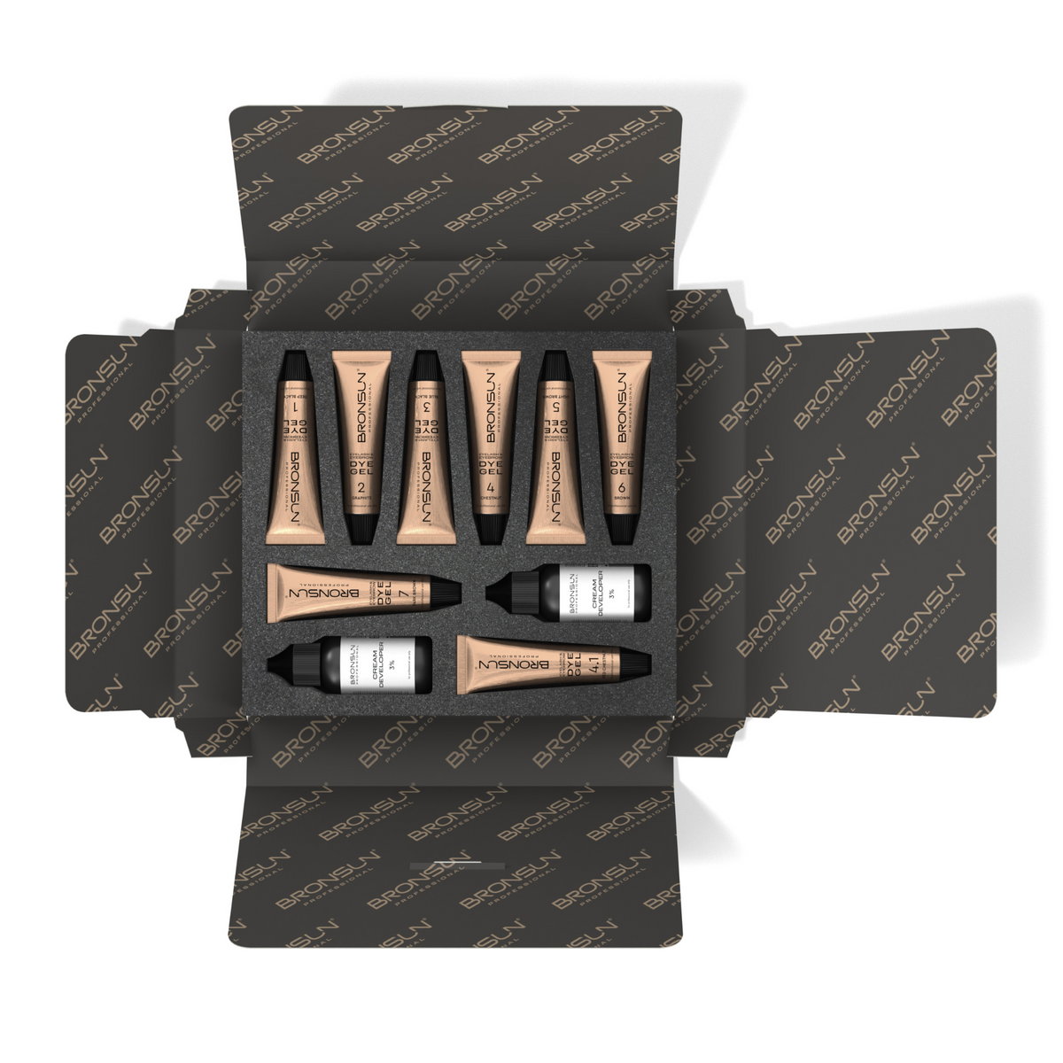 Bronsun Hybrid Gel Eyebrow and Eyelash Dye Set - 8 Colours and 2 Developers - Limited Edition