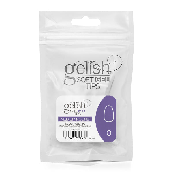 Gelish Soft Gel Tips 50PC Refill Pack - Medium Round - Size 0 - 8