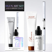 DLUX Pro Art Hybrid Lash and Brow Tint – Brown bundle contents