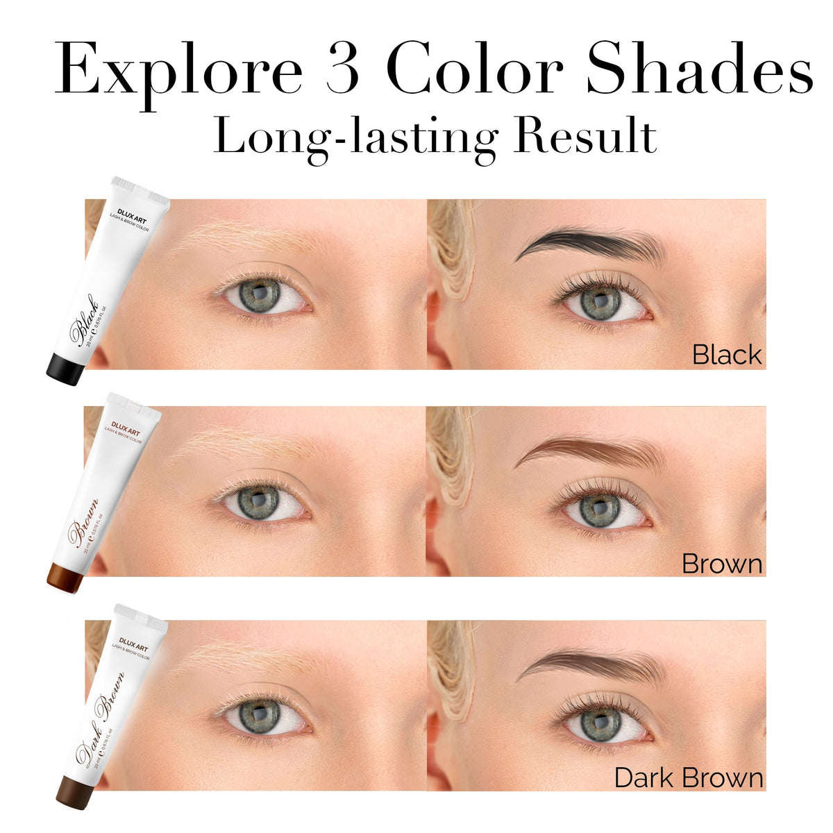 DLUX Pro Art Hybrid Lash and Brow Tint – Available tint shades