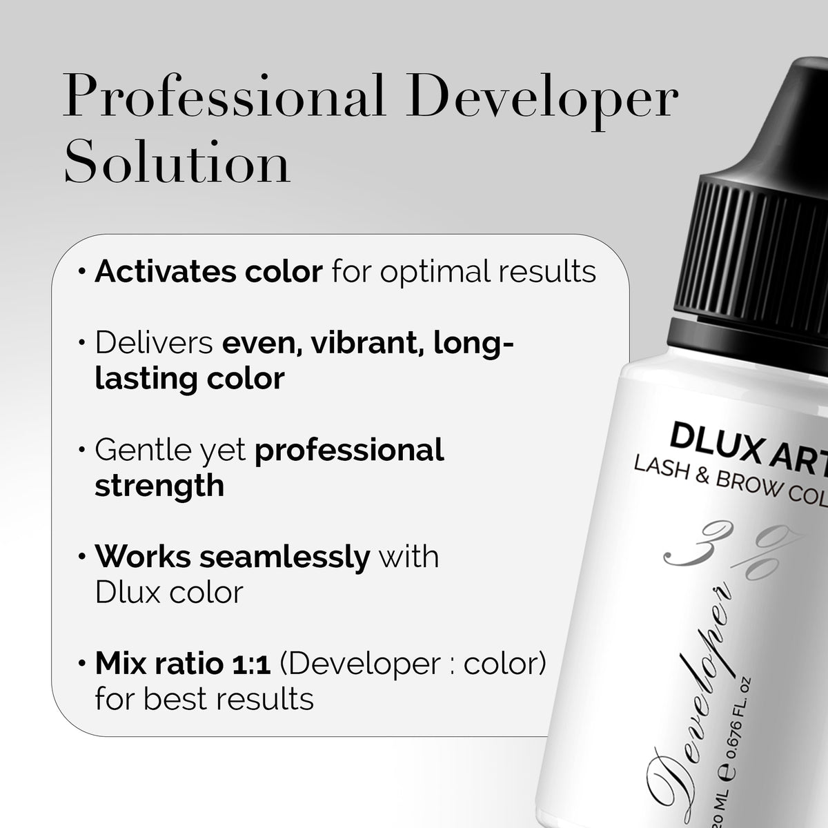 DLUX Pro Art Hybrid Lash and Brow Tint – Developer solution benefits