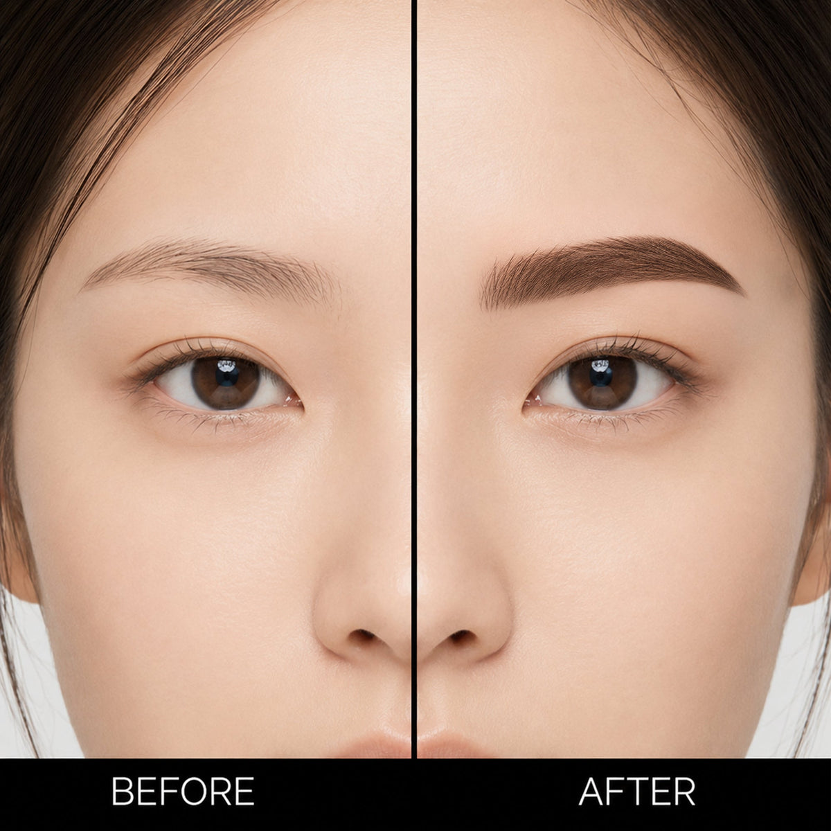 DLUX Pro Art Hybrid Lash and Brow Tint – Black tint before and after
