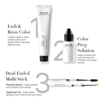 DLUX Pro Art Hybrid Lash and Brow Tint – Black bundle inclusions
