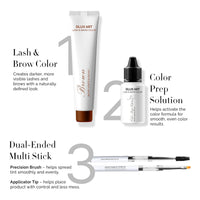 DLUX Pro Art Hybrid Lash and Brow Tint – Brown bundle inclusions