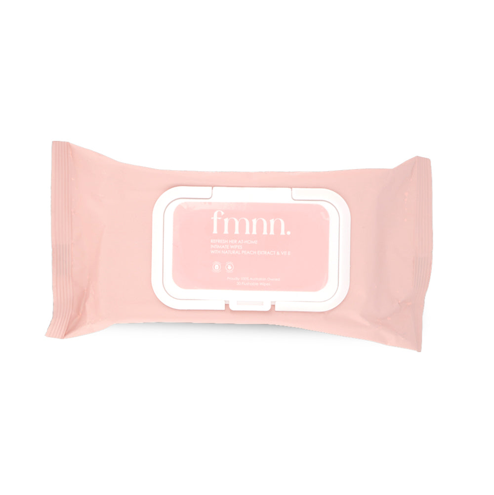 Pink packet of Finn wipes on a white background