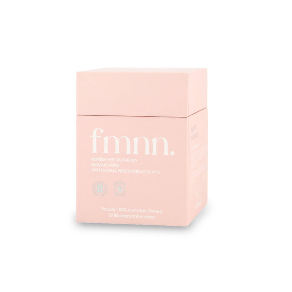 Pink box with 'fmmn.' branding on a white background
