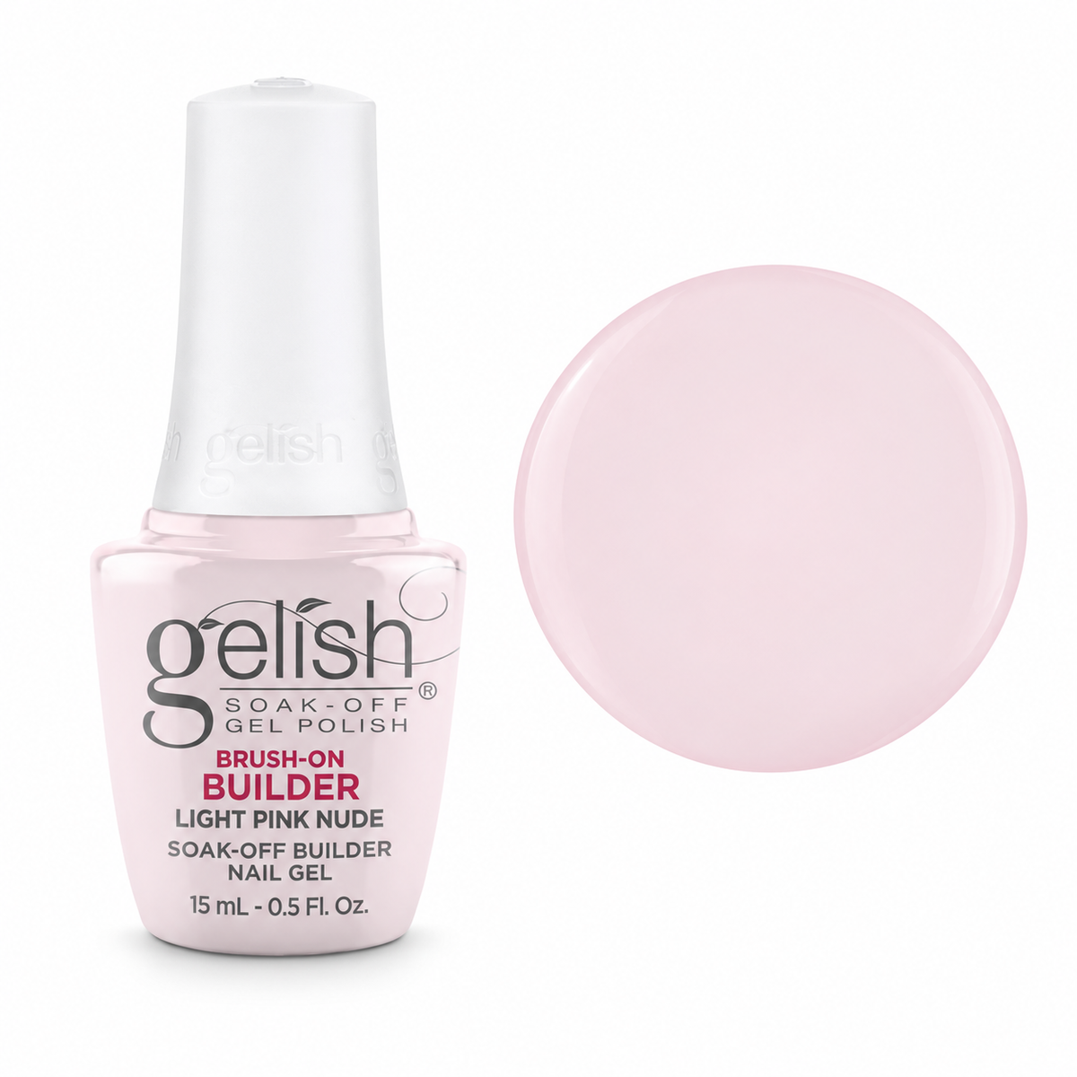 Gelish Pro Brush-On Builder Gel 15ml – Light Pink Nude bottle and colour swatch
