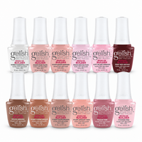 Gelish Pro Brush-On Builder Gel 15ml – 12 colour bottles on white background