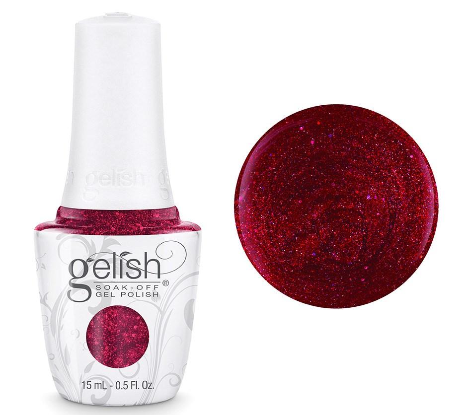Gelish Professional Gel Polish All Tied Up ... With A Bow - Red Glitter with Silver Holographic