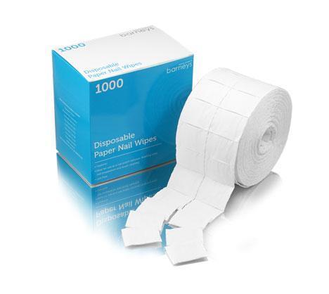 Barneys Disposable Lint Free Paper Nail Polish Wipes - Roll of 1000