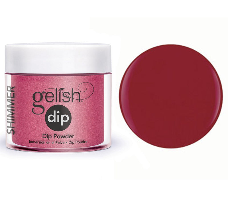 Gelish Dip Powder Ruby Two-Shoes - Hot Red with Subtle Frost