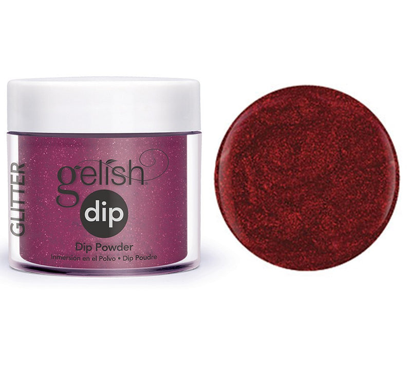 Gelish Dip Powder Good Gossip - Red Glitter