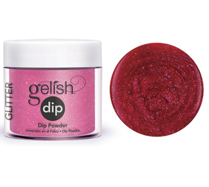 Gelish Dip Powder High Voltage - Pink With Fuchsia And Silver Glitter