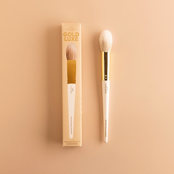 Modelrock Gold Luxe Makeup Brush – Rounded Stippling Highlighter Brush