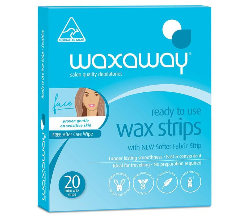 Waxaway Ready To Use Face Strips Sensitive - 20 Pack