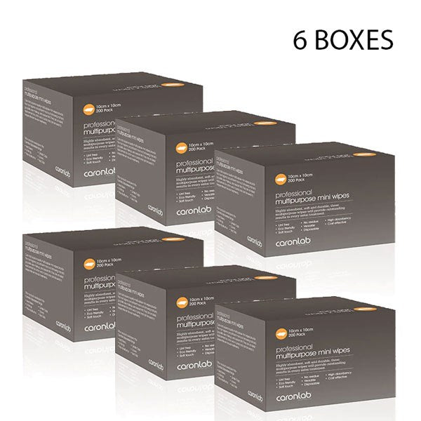 Caronlab Multi-Purpose Mini Wipes 10cm x 10cm  Box of 200 - 6 Units
