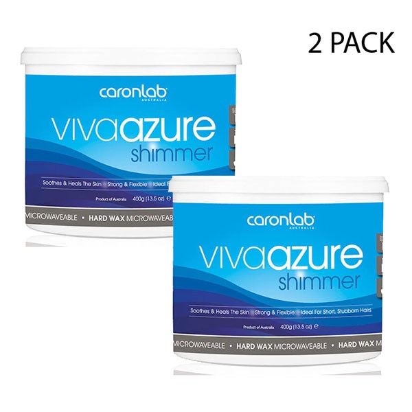 CaronLab Viva Azure Shimmer Hard Wax - 400g Microwavable - 2 Units