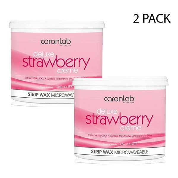 CaronLab Strawberry Creme Strip Wax - 400g Microwavable - 2 Units