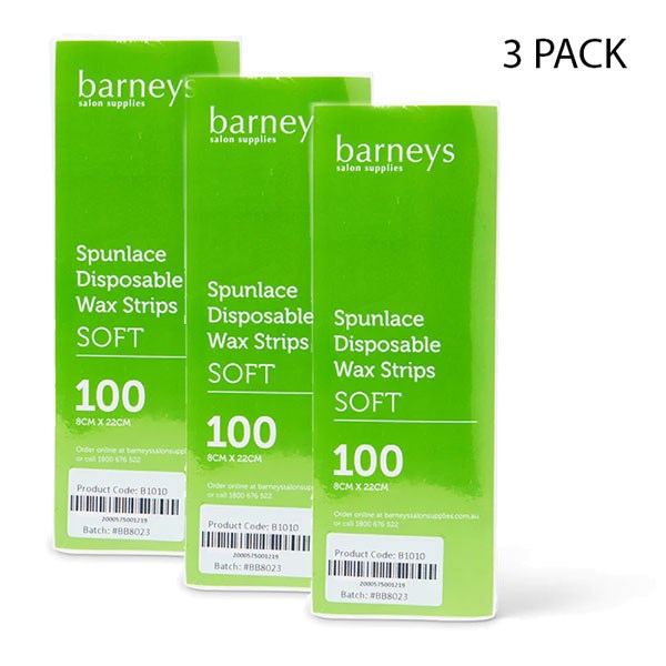 Barneys Spunlace White Wax Strip - Soft Pack of 100 - 3 Units