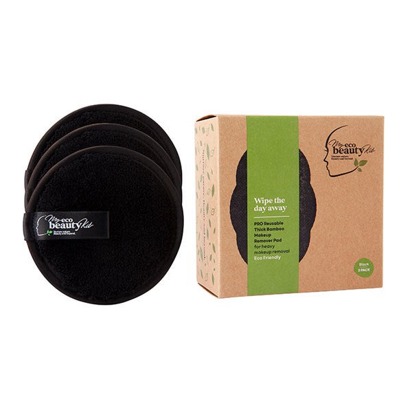 MY ECO BEAUTY KIT -  'PRO' RE-USABLE 'THICK BAMBOO'  MAKEUP REMOVER PAD - For 'Heavy Makeup Removal'  -  'BLACK 3pk'