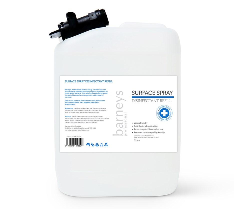Barneys Hospital Grade Disinfectant Surface Spray - 5 Litre Refill